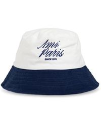 Ami Paris - Blau-Weiße Bicolor Baumwollkappe - Lyst