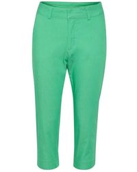 Kaffe - Broeken ,Groen ,Groene Capri Broek Met Zakken - Lyst