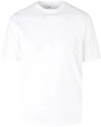 Lardini - Tops ,Wit ,Katoen T-Shirt Met Ronde Hals Van Katoen En Zijde - Lyst
