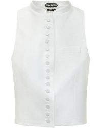 Tom Ford - Overhemden ,Wit ,Leer Pique Petite Gilet - Lyst