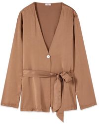 Oltre - Jassen ,Bruin ,Satijn Unstructured Jacket - Lyst