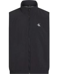 Calvin Klein - Jassen ,Zwart ,Leer Zwarte Geïsoleerde Lichtgewicht Gilet - Lyst