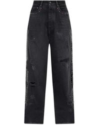 Amiri - Jeans ,Zwart ,Katoen Bones Studded Baggy Jean - Lyst