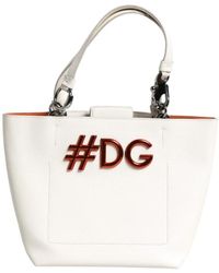 Dolce & Gabbana - Weiße Tote Bag Mit Henkel Aus Leder - Lyst