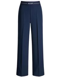 Joop! - Broeken ,Blauw ,Polyester Logo-Belt Wide Broeken - Lyst