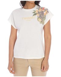 Twin Set - Bedrucktes logo t-shirt - Lyst