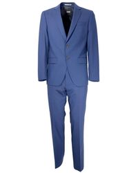 BOSS - Slim fit anzug aus elastischer wolle in blau - Lyst
