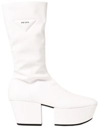 Prada - Tech Leather Platform Boot - Lyst