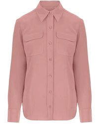 Equipment - Seidenhemd Mit Spitzkragen Rosa - Lyst