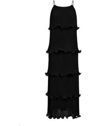 Copenhagen Muse - Plissiertes kleid mit rüschen schwarz - Lyst