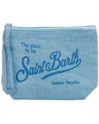 Mc2 Saint Barth - Borsa pochette unisex in lino blu - Lyst