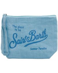 Mc2 Saint Barth - Klares blaues leinen pochette tasche - Lyst