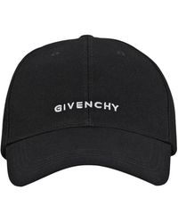 Givenchy - Accessoires ,Zwart ,Katoen Zwarte Logo Geborduurde Baseballpet - Lyst