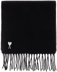 Ami Paris - Accessoires ,Zwart ,Wol Wol Sjaal Met Logo - Lyst