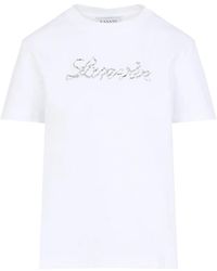 Lanvin - Tops ,Wit ,Katoen Wit T-Shirt Voor Vrouwen - Lyst