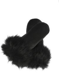 Kazar - Accessoires ,Zwart ,Leer Elegante Leren Dameshandschoenen Afgewerkt Met Synthetische Bont - Lyst