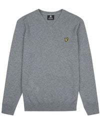 Lyle & Scott - Lyle; Scott Cotton Merino gegen Hals mit mittlerer grauer Margel - Lyst