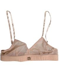 Dolce & Gabbana - Ondergoed ,Roze ,Nylon Poederroze Nylon Dg Logo Beha - Lyst