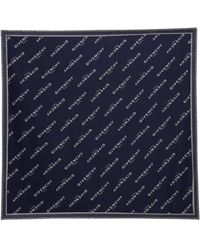 Givenchy - Accessoires ,Blauw ,Wol Blauwe Shadow Wol Zijde Sjaal - Lyst