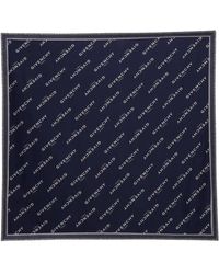 Givenchy - Accessoires ,Blauw ,Wol Blauwe Shadow Wol Zijde Sjaal - Lyst