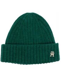 Tommy Hilfiger - Accessoires ,Groen ,Wol Fluffy Beanie - Lyst