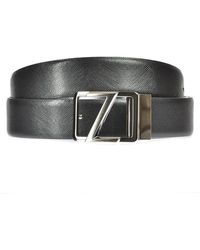 ZEGNA - Stilvolles Schwarzes Leder Gürtel - Lyst