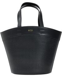 N°21 - Schwarze perforierte shopper-tasche - Lyst