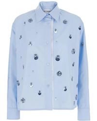 Des Phemmes - Blaues baumwollhemd mit klassischem kragen - Lyst