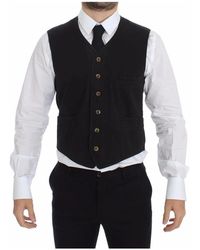 Dolce & Gabbana - Schwarze V-Ausschnitt Weste Klassische Passform - Lyst