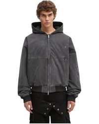 Represent - Jassen ,Grijs ,Katoen Hooded Bomber Jacket - Lyst