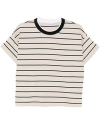 Brunello Cucinelli - Gestreiftes T-Shirt Mit Rundhalsausschnitt - Lyst