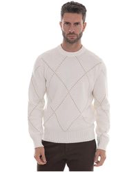 Gran Sasso - Cashmere Trui Met Ronde Hals En Inlegwerk - Lyst