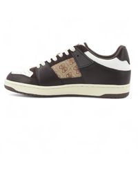 Guess - Schoenen ,Veelkleurig ,Katoen Sava Low Mixed-Leather Sneaker - Lyst