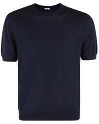 Malo - Blauw Katoenen T-Shirt Korte Mouw Ronde Hals - Lyst
