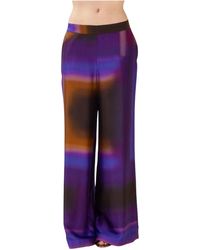 Momoní - Broeken ,Veelkleurig ,Satijn Fluid Wijde Broek - Lyst