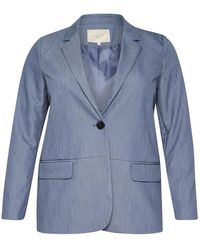 Kaffe - Jassen ,Blauw ,Leer Vintage Blazer Met V-Hals - Lyst