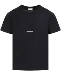 Saint Laurent - Logo Baumwoll -T -Shirt - Lyst