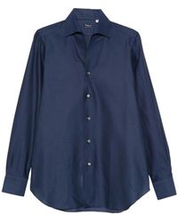 Finamore 1925 - Overhemden ,Blauw ,Classic Shirt - Lyst