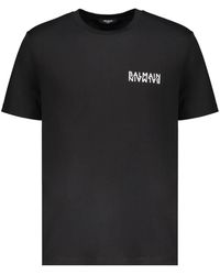 Balmain - Tops ,Zwart ,Katoen T-Shirt Met Logo - Lyst