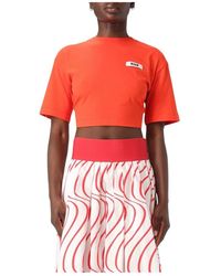 MSGM - Rotes Baumwoll-Kurzarm-Top - Lyst