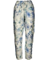 Deha - Pantaloni in lino fiori blu - Lyst