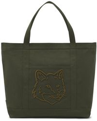 Maison Kitsuné - Olivegrüne fox head tote bag - Lyst