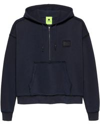 New Amsterdam Surf Association - Hoodies & Sweatvesten ,Blauw ,Katoen Oversized Cropped Hoodie Met Halve Rits - Lyst