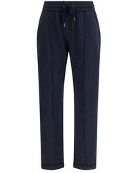 Brunello Cucinelli - Broeken ,Blauw ,Katoen Katoenen Joggingbroek Met Trekkoord - Lyst