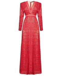 BCBGMAXAZRIA Mosaic Lace Maxi Dress - Rood