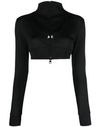 Courreges - Hoodies & Sweatvesten ,Zwart ,Polyester Maxi Rib Trainingsjack - Lyst