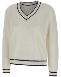 Kangra - Truien & Vesten ,Wit ,Katoen V-Hals Knit - Lyst