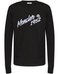 Moncler - Tops ,Zwart ,Katoen Logo T-Shirt - Lyst