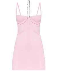The Attico - Mini vestido rosa con espalda a rayas y detalle de cadena plateada - Lyst