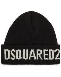 DSquared² - Accessoires ,Zwart ,Wol Zwarte Hoeden & Petten Aw 24 - Lyst